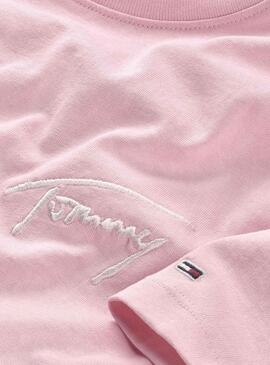Camiseta Tommy Jeans Relaxed Signature Rosa