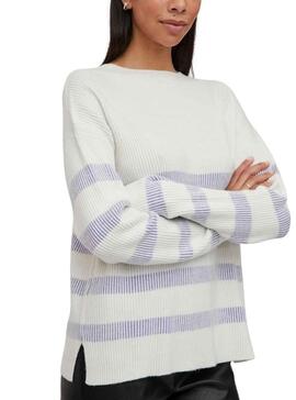 Jersey Vila Viril Stripe Azul y Blanco para Mujer