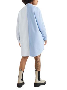 Vestido Camisero Tommy Jeans Blanco y Azul