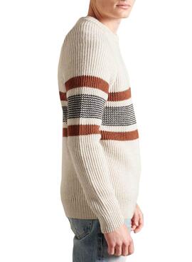 Jersey Superdry Classic Pattern Crew Beige Hombre