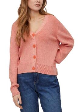 Cardigan Vila Viril Rosa Short para Mujer