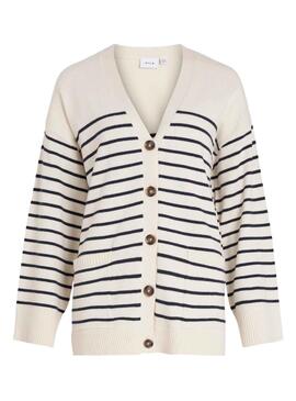 Chaqueta Vila Visuza Rayas Beige y Marino