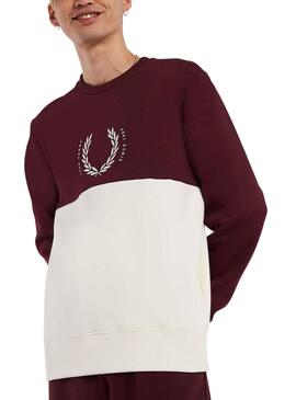 Sudadera Fred Perry Circle Granate y Beige