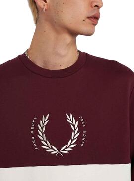 Sudadera Fred Perry Circle Granate y Beige