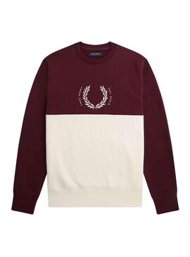 Sudadera Fred Perry Circle Granate y Beige