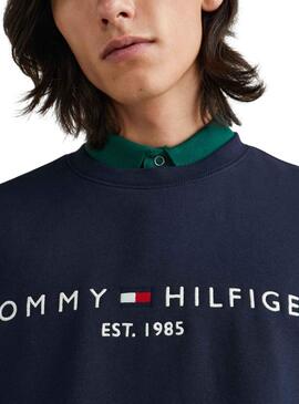 Sudadera Tommy Hilfiger Logo Marino para Hombre