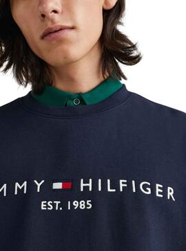 Sudadera Tommy Hilfiger Logo Marino para Hombre