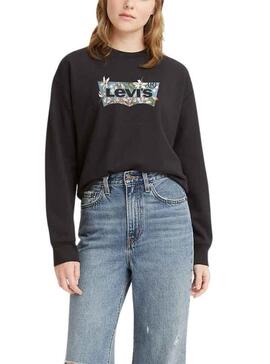 Sudadera Levis Logo Flores Negro para Mujer