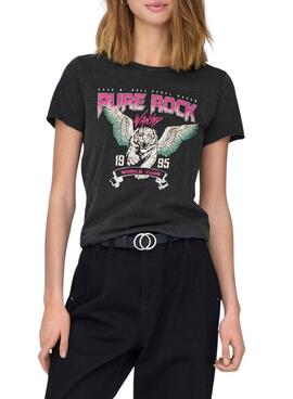 Camiseta Only Lucy Regular Negro Para Mujer