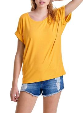 Camiseta Only Moster Amarillo Mujer