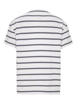 Camiseta Tommy Jeans Sign Stripe Blanco Hombre