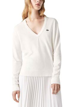 Jersey Lacoste Pico Blanco para Mujer