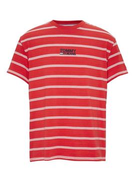 Camiseta Tommy Jeans Sign Stripe Rojo Hombre