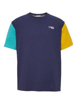 Camiseta Tommy Jeans Colorblock Azul Hombre