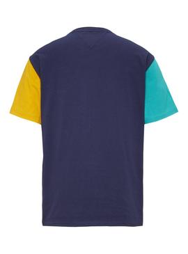 Camiseta Tommy Jeans Colorblock Azul Hombre