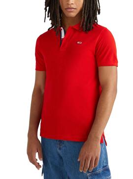 Polo Tommy Jeans Slim Placket Rojo para Hombre