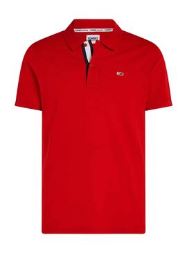 Polo Tommy Jeans Slim Placket Rojo para Hombre