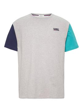 Camiseta Tommy Jeans Colorblock Gris Hombre