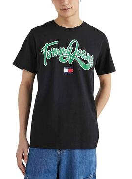 Camiseta Tommy Jeans College Pop Negro para Hombre