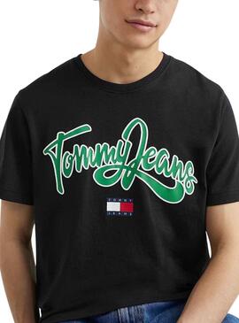 Camiseta Tommy Jeans College Pop Negro para Hombre