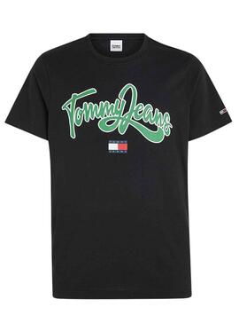 Camiseta Tommy Jeans College Pop Negro para Hombre