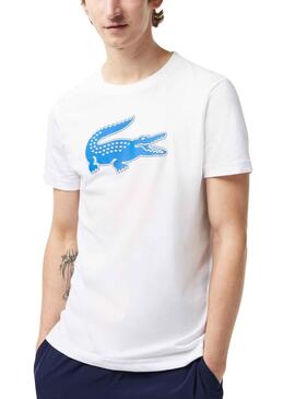Camiseta Lacoste Big Croco Blanco y Azul 