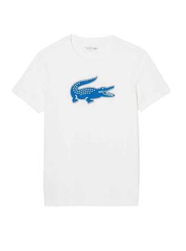 Camiseta Lacoste Big Croco Blanco y Azul 