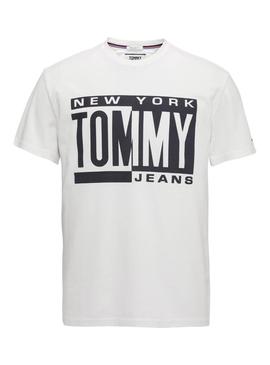 Camiseta Tommy Jeans Box Logo Blanco Hombre