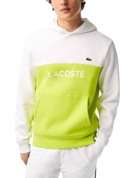 Sudadera Lacoste Colorblock Neon y Blanco 