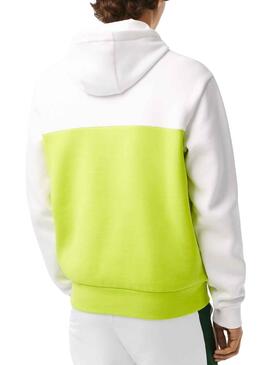 Sudadera Lacoste Colorblock Neon y Blanco 