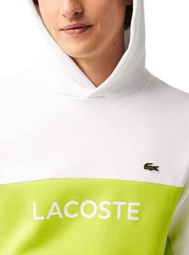 Sudadera Lacoste Colorblock Neon y Blanco 