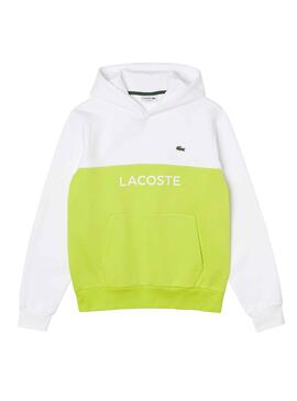 Sudadera Lacoste Colorblock Neon y Blanco 