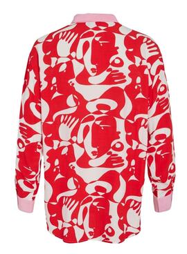 Camisa Vila Kikki Rojo y Blanco para Mujer