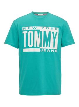 Camiseta Tommy Jeans Box Logo Verde Hombre