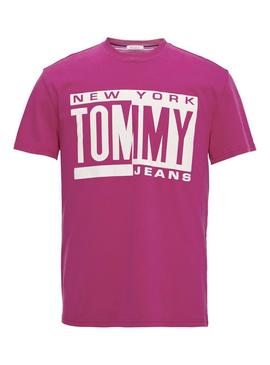 Camiseta Tommy Jeans Box Logo Fucsia Hombre
