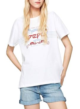 Camiseta Pepe Jeans 45TH 03L Blanco Mujer