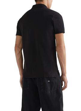 Polo Tommy Jeans Slim Placket Negro para Hombre