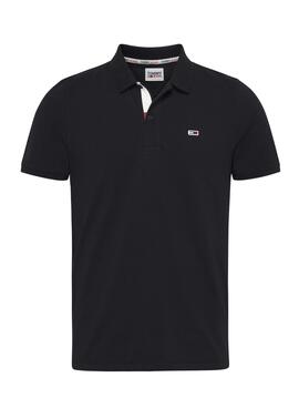 Polo Tommy Jeans Slim Placket Negro para Hombre