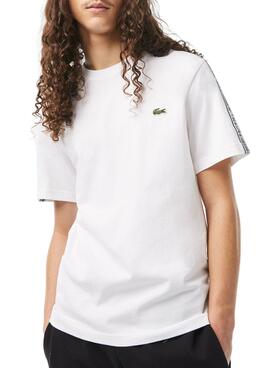 Camiseta Lacoste Raya Logo Blanco para Hombre