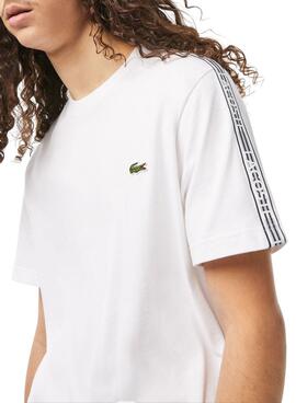 Camiseta Lacoste Raya Logo Blanco para Hombre