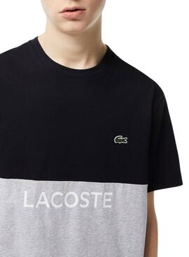 Camiseta Lacoste Color Block Gris y Marino Hombre