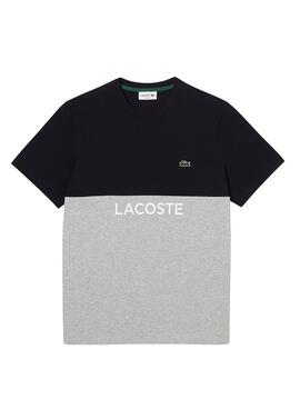 Camiseta Lacoste Color Block Gris y Marino Hombre