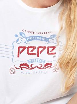 Camiseta Pepe Jeans 45TH 03L Blanco Mujer