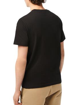 Camiseta Lacoste Raya Logo Negro para Hombre