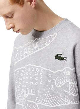 Sudadera Lacoste Cocodrilo Gris para Hombre