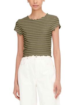 Camiseta Only Anits Cropped Verde para Mujer