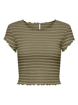 Camiseta Only Anits Cropped Verde para Mujer