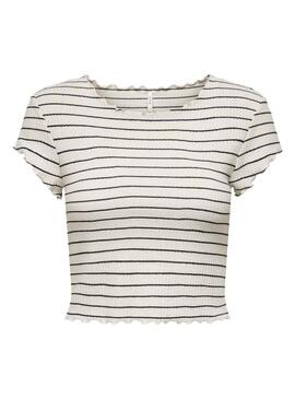 Camiseta Only Anits Cropped Blanco Para Mujer