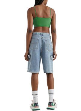 Top Tommy Jeans Ultra Crop Verde para Mujer