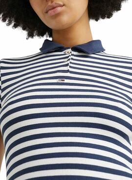 Polo Tommy Jeans Crop Stripe Marino para Mujer
